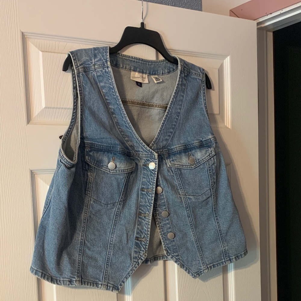 Universal Thread Light Blue Denim Vest with Button Front